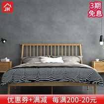 Imitation solid wood modern minimalist princess iron art bed iron frame steel frame double single adult iron bed 1 2 1 51 8 m