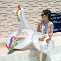 Parent-child sequin unicorn swimming ring Children thick safety anti-rollover seat large adult underarm swimming ring