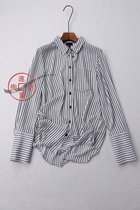 S022D 1029 design in square collar with long straight cylinder wide cuff striped snow-shirt