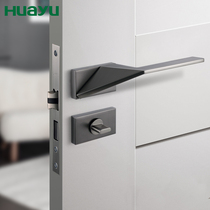Painted Nordic indoor bedroom mute post-modern door lock Gray black door handle color light luxury door lock set