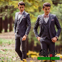 Wedding photo photography mens dress Korean version of slim suit studio theme suit vest three-piece suit