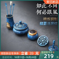 Antique hand-made incense tools full set of pure copper incense road set Shen sandalwood incense incense burner incense seal set utensils