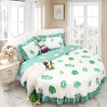 Fresh Nordic cotton ruffle round bed bed skirt bed cover bed sheet four-piece U-shaped can be customized