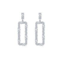 heyjewel Le Loup blazing crystal drill series crystal drilling crushed ice rectangular silver earrings spot