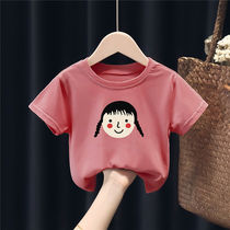 Girls T-shirt short-sleeved ins jacket student fashion Korean version of loose childrens wear sisters one big and one small childrens summer clothes