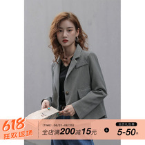 Again Alley new autumn and winter casual two-grain buttoned blouse Temperament G Tattoo Short suit jacket 2020 new