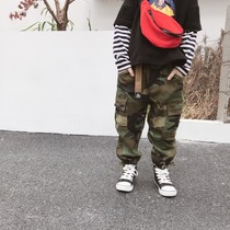 2019 New autumn port style boys camouflage overalls children Spring and Autumn foreign style casual trousers harlun pants tide