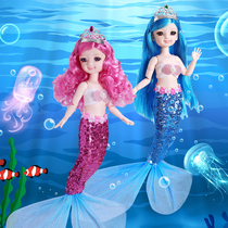 Hey Barbie simulation Beauty Mermaid Princess large doll set handmade doll exquisite single girl toy