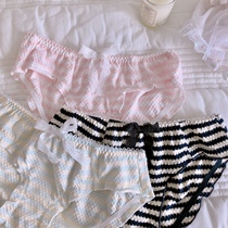 Cute Japanese girl comfortable lace underwear bow breathable cotton briefs low waist hip