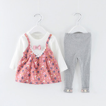 Female baby spring suit 1-3 years old spring summer thin foreign girl dress Korean two-piece infant clothes