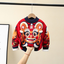 new year boy's Chinese style new year clothes baby boy's year dress children's fleece sweater new year children's clothes