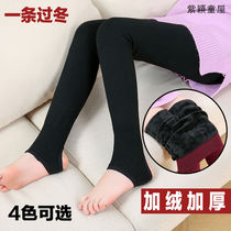 Children plus velvet padded pantyhose girl baby warm pants leggings child dance socks