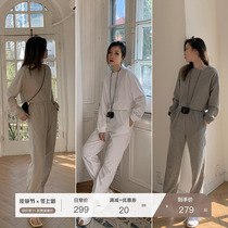 MSBEAST Japan imported Waffle Short Loose Top High Waist Corset Pants Sports Set Women Spring and Autumn