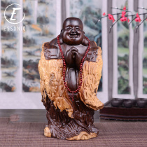 ESSONIO hand-carved wood carving ebony wood carving Maitreya Buddha ornaments solid wood Buddha statues home worship crafts