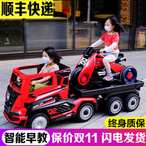 Childrens electric truck head four-wheeled car remote control baby toy car can sit on adult double child oversized truck