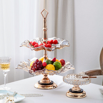 Light luxury crystal glass fruit plate ornaments creative European modern home living room coffee table luxury high-end snack plate