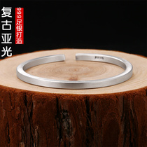 Luotai old silversmith 999 sterling silver bracelet female pair niche design simple glossy couple silver bracelet male lettering