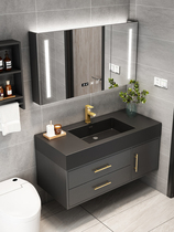 Modern simple bathroom cabinet combination Light luxury rock plate one-piece basin Bathroom sink Face wash sink set