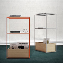 Minimalist modern multilayer floor shelving shelf Easy bookcase bedroom wall side swing piece containing shelf square Xuanguan shelf