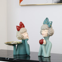Nordic light luxury Girl ornaments creative porch wine cabinet living room coffee table remote control storage home decoration gifts