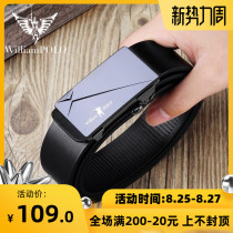 Paul mens belt leather automatic buckle belt mens youth simple pure cowhide business pants belt young people trend