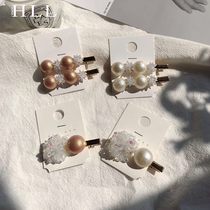 hiblue exquisite super fairy snowflake crystal pearl hairpin Elegant bangs clip duckbill clip