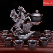 Customized semi-automatic set lazy kung fu full antique grain company Windmill ceramic tea set lettering gift