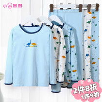 Boy cartoon long sleeve pyjamas sleeping pants 2 pieces of suit A pure cotton CUHK Scout and autumn clothes Autumn pants Home Clothing Autumn