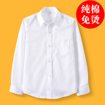 Spring and Autumn Boys non-iron white shirt 2021 new primary school students cotton long sleeve base shirt Tong shirt long sleeve