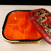 Tibetan eight auspicious supply plate fruit plate Buddhism Hall with stainless steel inner shell resin shell with lid Buddhist supplies