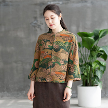 (All things both tenderness) mo shang hua kai vintage loose Chinese silk xiang yun sha top female mulberry silk