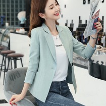 Professional small blazer womens 2021 spring new solid color Korean version slim wild short casual long-sleeved suit