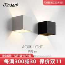 LED wall lamp Creative Square aisle light single head black room warm stairwell wall lamp minimalist Nordic style