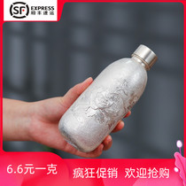 Sterling silver water bottle foot silver 999 handmade hammer travel mug multi purpose water Cup portable hand Cup Peony