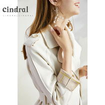 Hee 2021 autumn popular new beige windbreaker women long deerskin jacket Korean loose English style