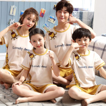 children's pajamas summer parent-child clothing family 3pcs mother and daughter home clothes little boy air conditioning clothes summer thin