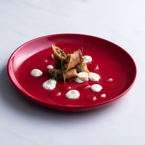 Dioyi Nordic Carmen red plate ceramic shallow plate steak plate Western food plate household dish size plate