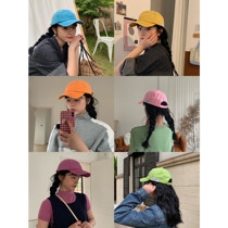 Ding walks bright color Korean version of solid color washed cloth baseball cap children Japanese Joker soft cap summer