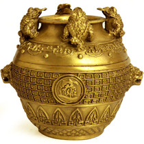 Zen Pavilion Copper golden toad lion head altar decoration Antique piggy bank crafts piggy bank piggy bank