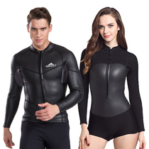 Shark Bart 2MM thick snorkeling water suit split mens and womens long sleeves cold and warm winter swimming one-piece swimsuit Jellyfish suit