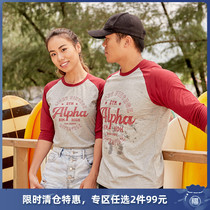 AlphaGym print contrast color men and women spring leisure fitness half sleeve slim trend middle sleeve sports lovers