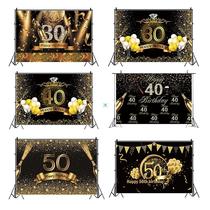 30th 40th 50th 60th Happy Birthday Party Black Gold