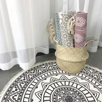Nordic cotton and linen round retro floor mat handmade carpet INS net red tassel bedside blanket tea table mat