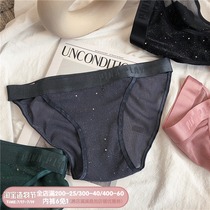European and American style fashionable sexy shiny mesh sequins low waist hip briefs see-through soft skin-friendly underwear