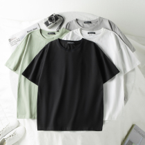 Ming Li pure cotton pure color short sleeve base shirt mens T-shirt pure black white T-shirt male and female inner clothes