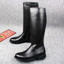 Knee High Cylinder Boots Head Layer Bull Leather Parade Boots Riding Boots Heightening Boots Genuine Leather Boots Mens Leather Boots Mens Flag Boots