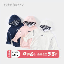  cutebunny baby autumn little girl hooded sweater Western style baby cotton long-sleeved top female treasure clothes