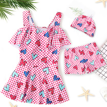 儿童泳衣女童中大童泳装裙式分体2021新款洋气可爱女孩学生游泳衣