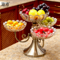 European multi-layer fruit plate high foot fruit basin living room household snack plate creative modern dried fruit box crystal glass