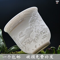 Yu Nuo sheep fat jade master cup Buddhist Sutra Cup Baifu Qing River Map Crane Xiangyun Tea White Porcelain cup tea cup